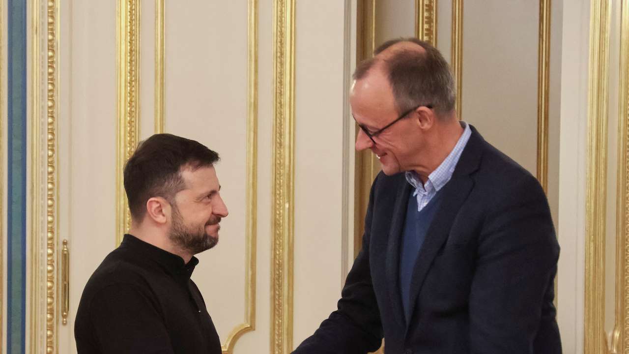 German opposition leader Friedrich Merz of the Christian Democratic Union party (CDU) visits Kyiv