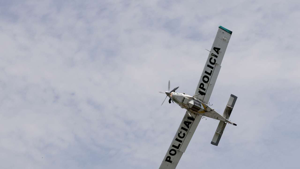 Colombian police put aircraft into operation to extinguish fires during the El Nino weather phenomena