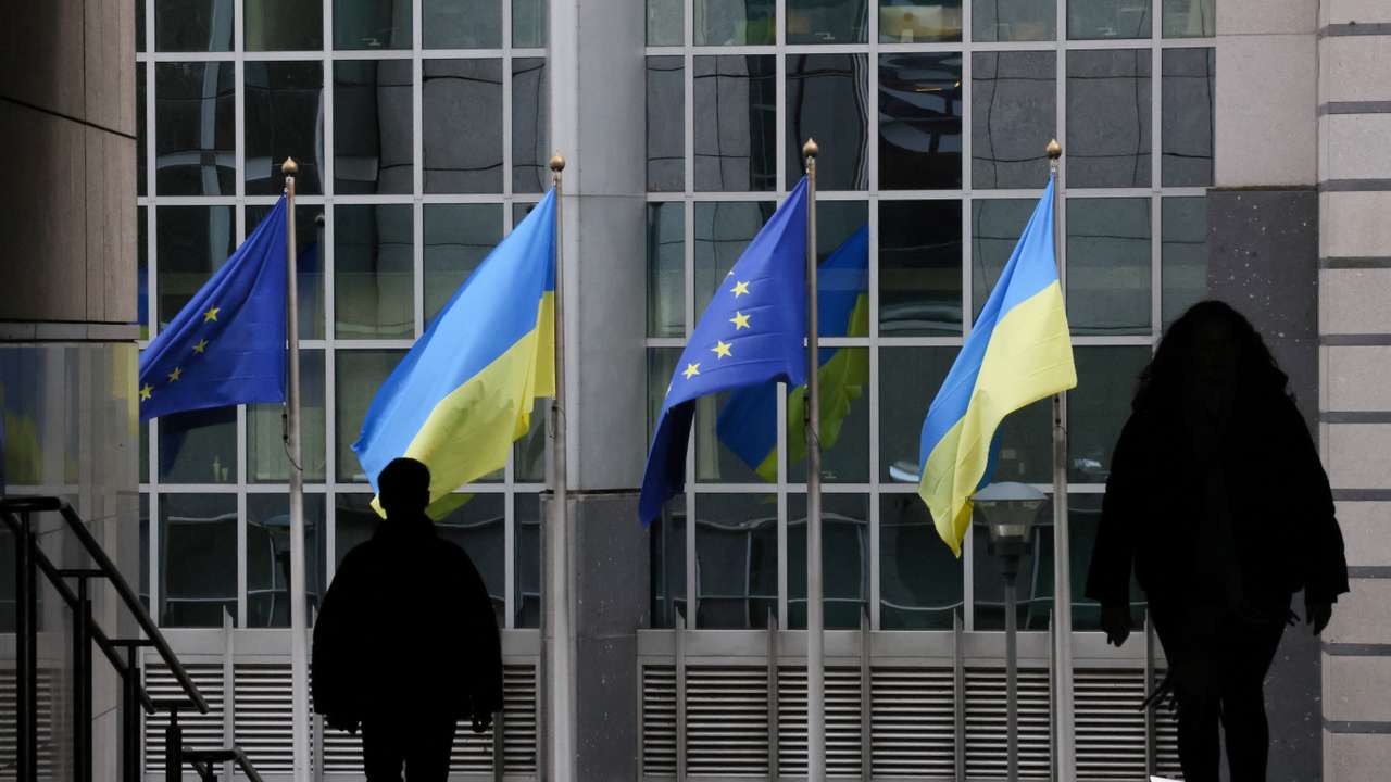 Commemorations marking the first anniversary of the Russian invasion of Ukraine, in Brussels