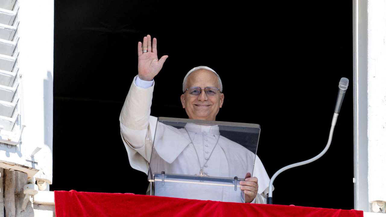 Pope Leo XIV leads the Angelus prayer at the Vatican