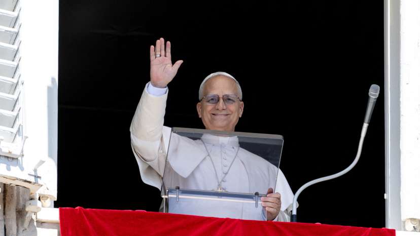 Pope Leo XIV leads the Angelus prayer at the Vatican