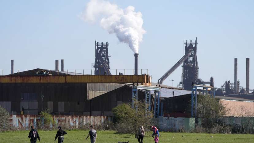A general view shows the British Steel works in Scunthorpe