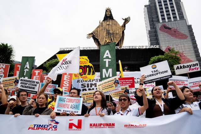 Protesters at the EDSA Shrine