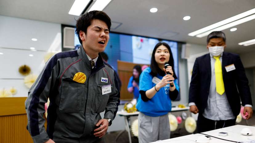 Male office workers in Japan experience virtual menstrual pain in Tokyo