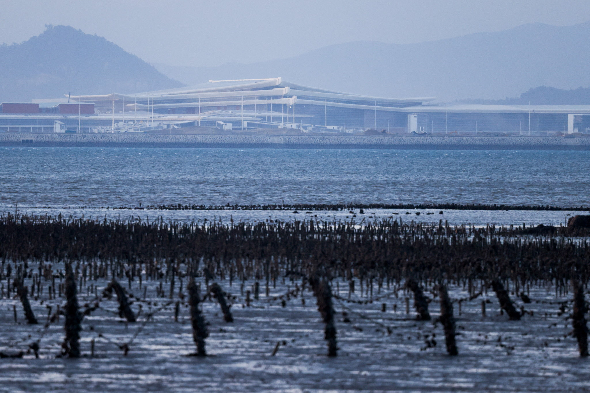 A new airport under construction in Xiamen, China as seen from Kinmen
