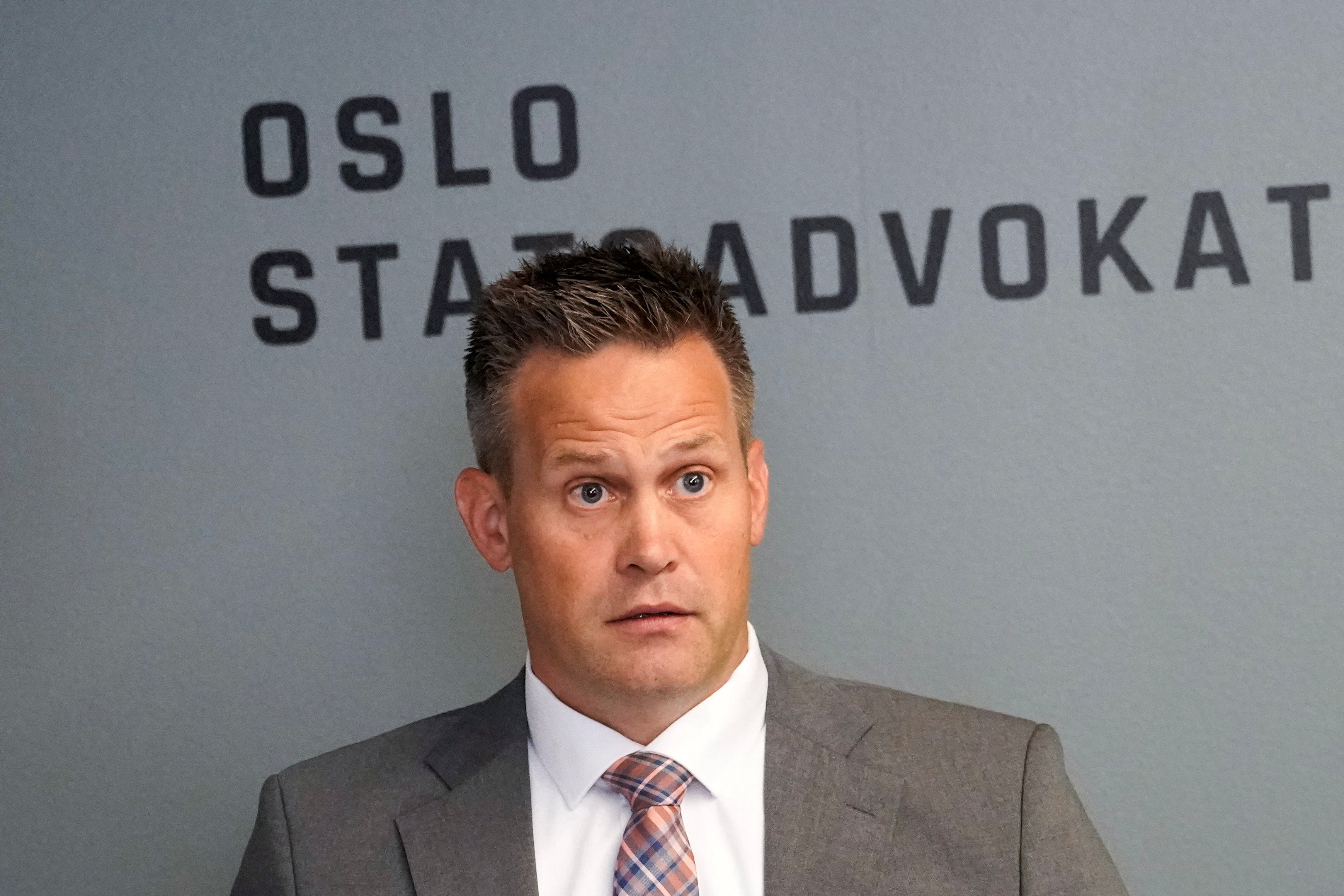 Norwegian State Attorney Sturla Henriksbo reports on the decision on the indictment of Marius Borg Hoiby, son of Norway's Crown Princess Mette-Marit, in Oslo