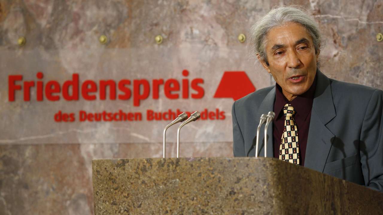Algerian writer Boualem Sansal delivers his speech after receiving the Peace Prize of German book seller's association in Frankfurt