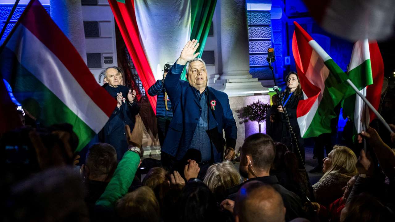 FILE PHOTO: Hungarian Prime Minister Viktor Orban at an election campaign rally