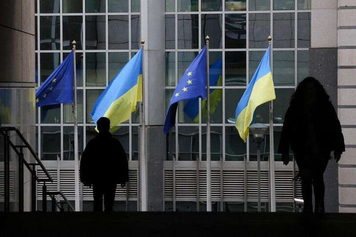 FILE PHOTO: Commemorations marking the first anniversary of the Russian invasion of Ukraine, in Brussels