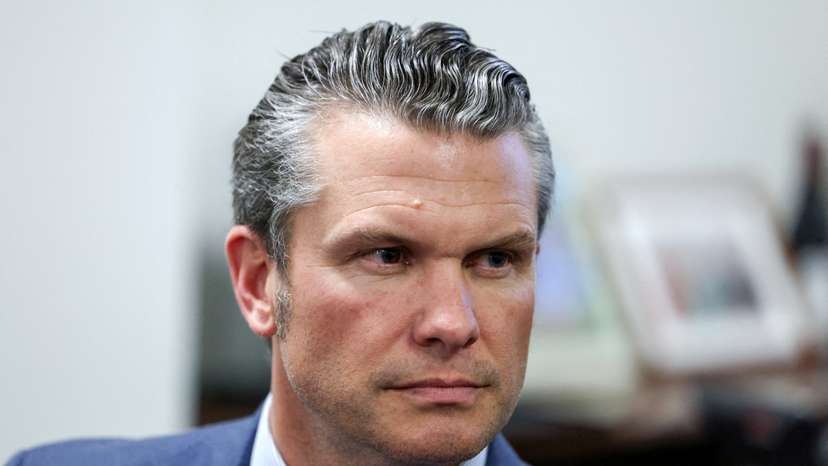 FILE PHOTO: Defense secretary nominee Pete Hegseth meets with Senator-elect Jim Banks (R-IN) on Capitol Hill in Washington
