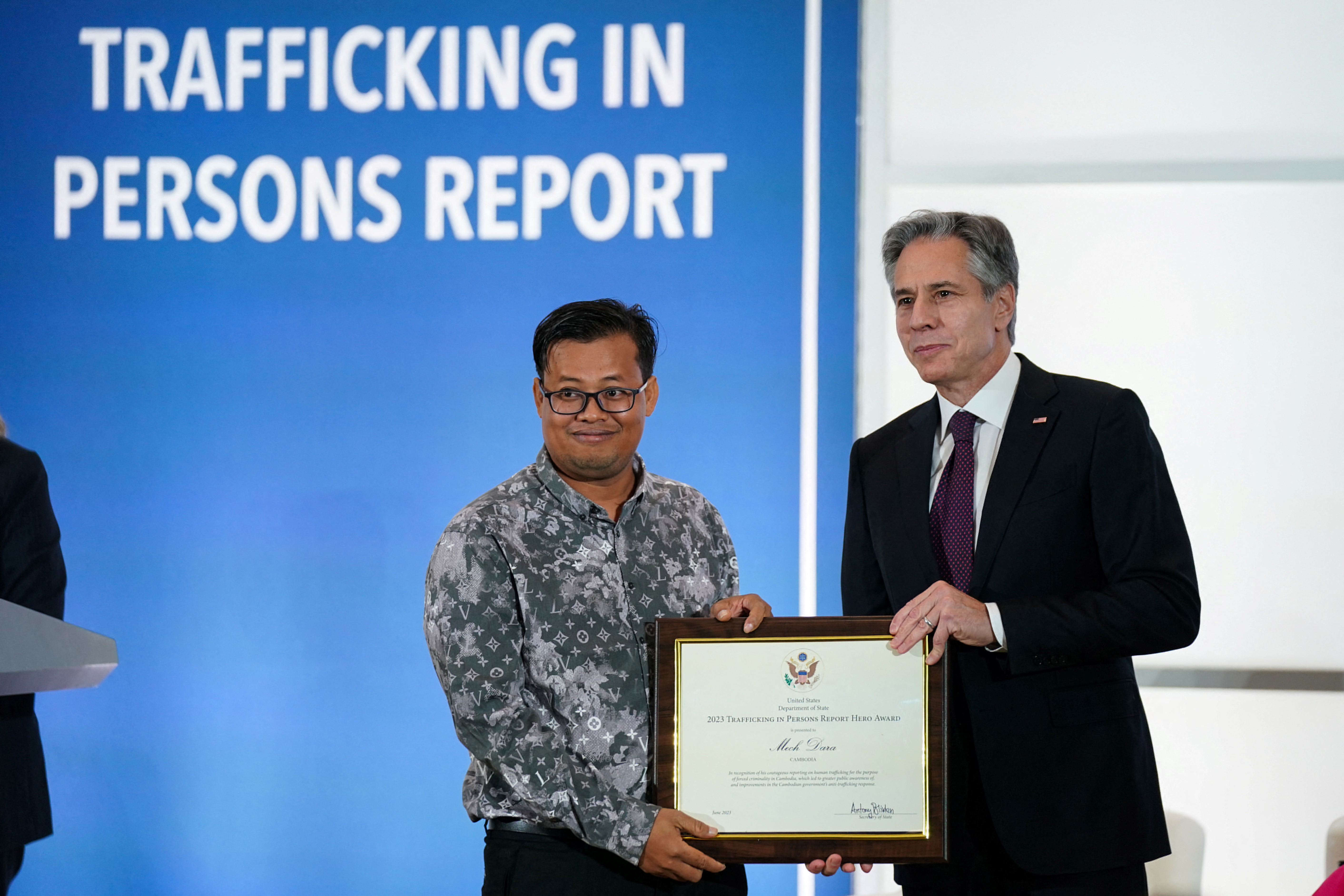 Secretary of State Antony Blinken delivers remarks on the Trafficking in Persons Report in Washington