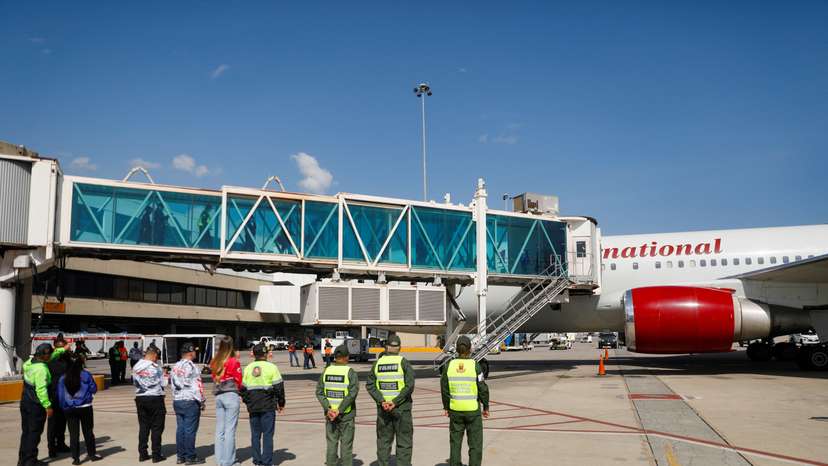 Deportation flight with Venezuelan migrants from U.S., in Maiquetia