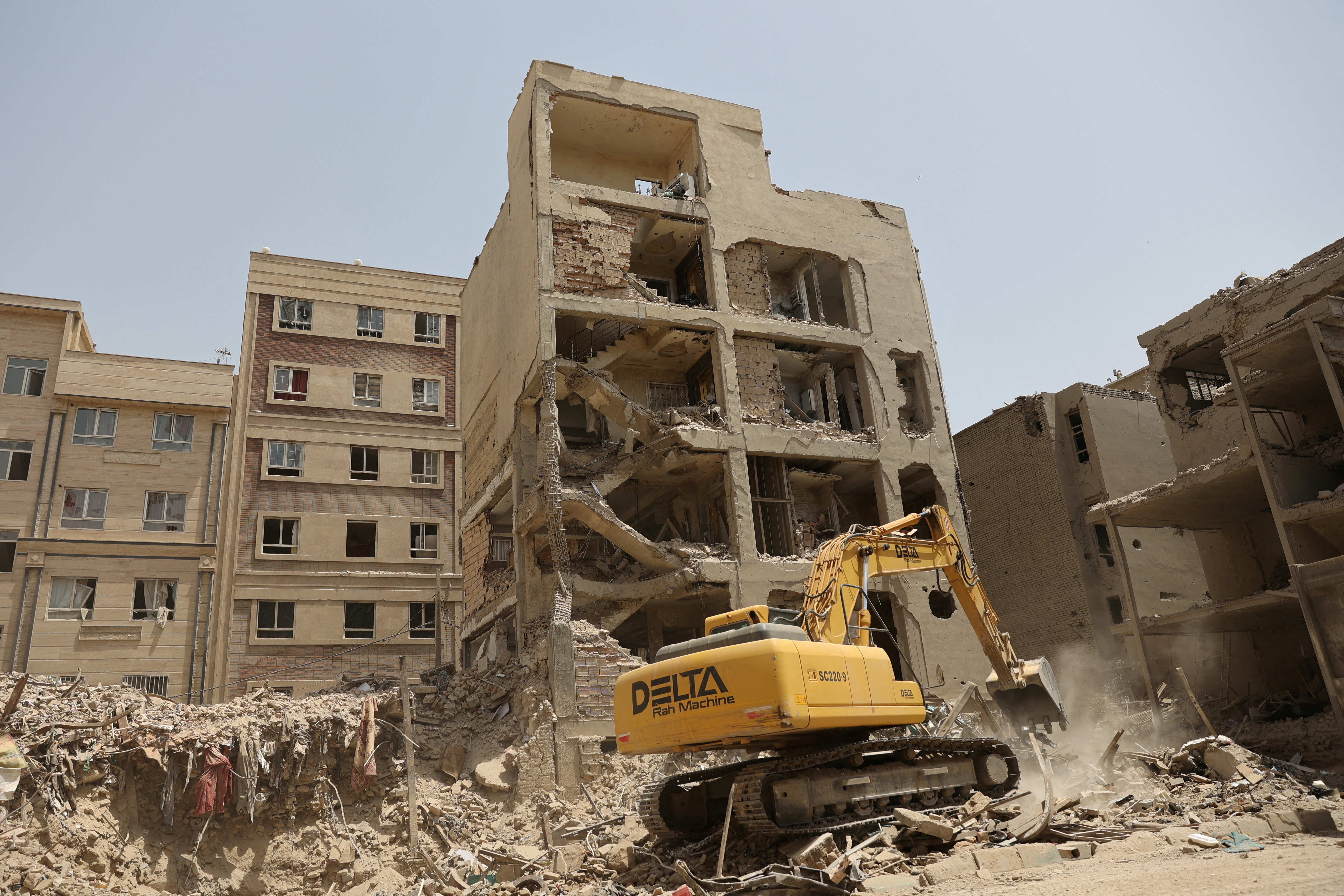 FILE PHOTO: A view shows the aftermath of an Israeli strike on a building on Monday, after the ceasefire between Israel and Iran, in Tehran