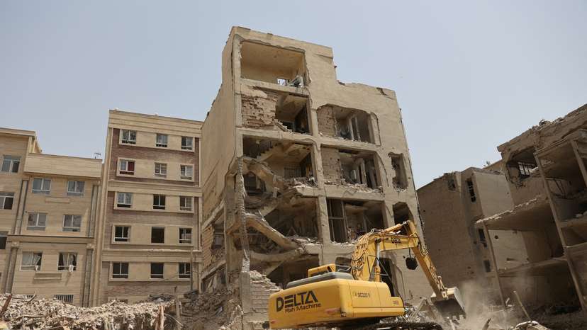FILE PHOTO: A view shows the aftermath of an Israeli strike on a building on Monday, after the ceasefire between Israel and Iran, in Tehran