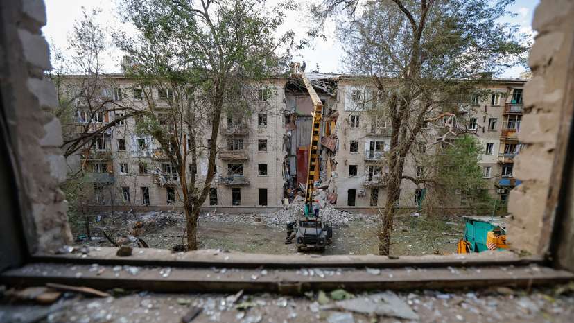FILE PHOTO: Aftermath of recent shelling in Luhansk
