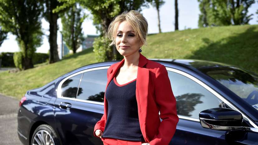 Fininvest and Arnoldo Mondadori S.p.A. President Marina Berlusconi pose before the shareholders meeting at the headquarters in Segrate