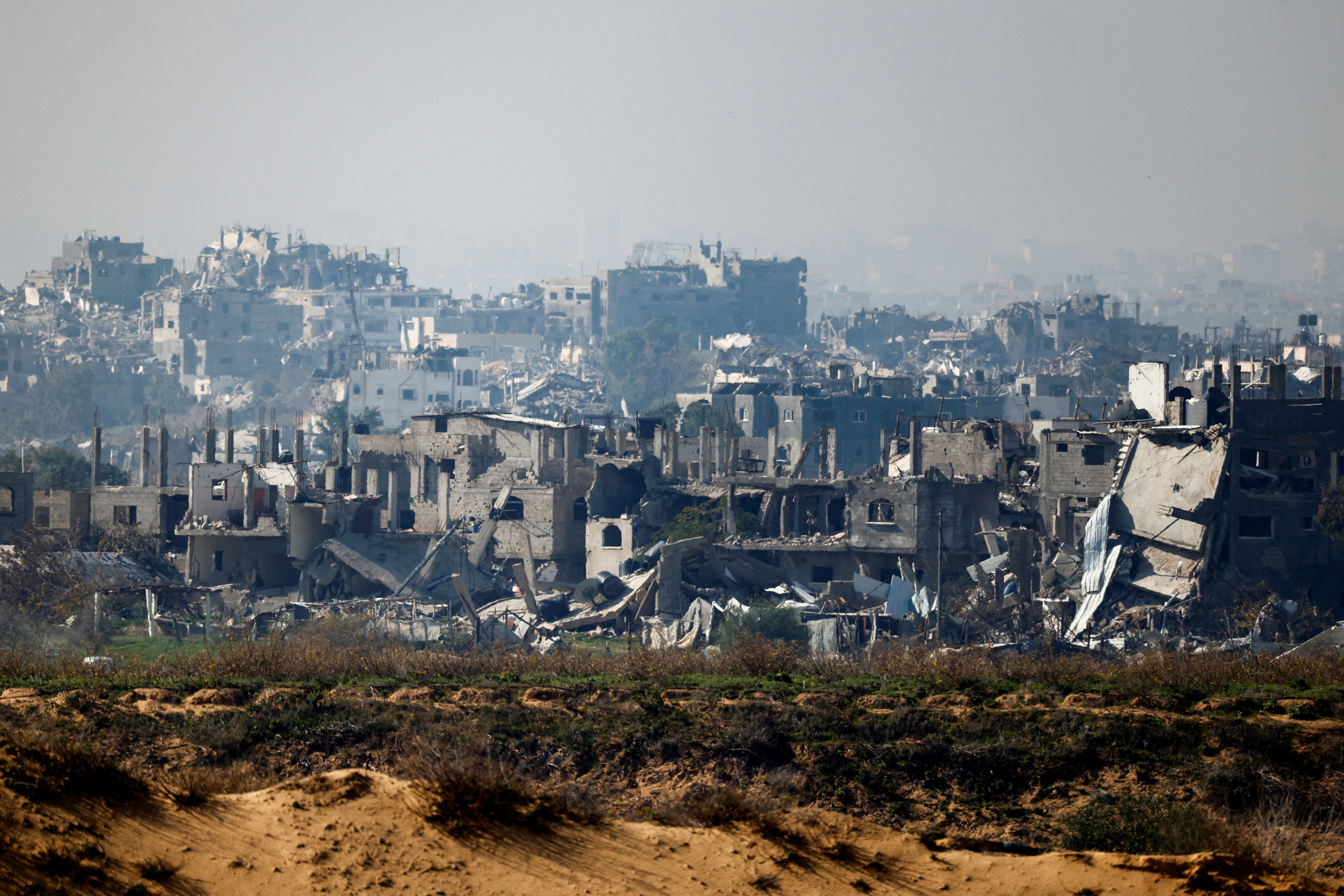 Buildings lie in ruin in North Gaza
