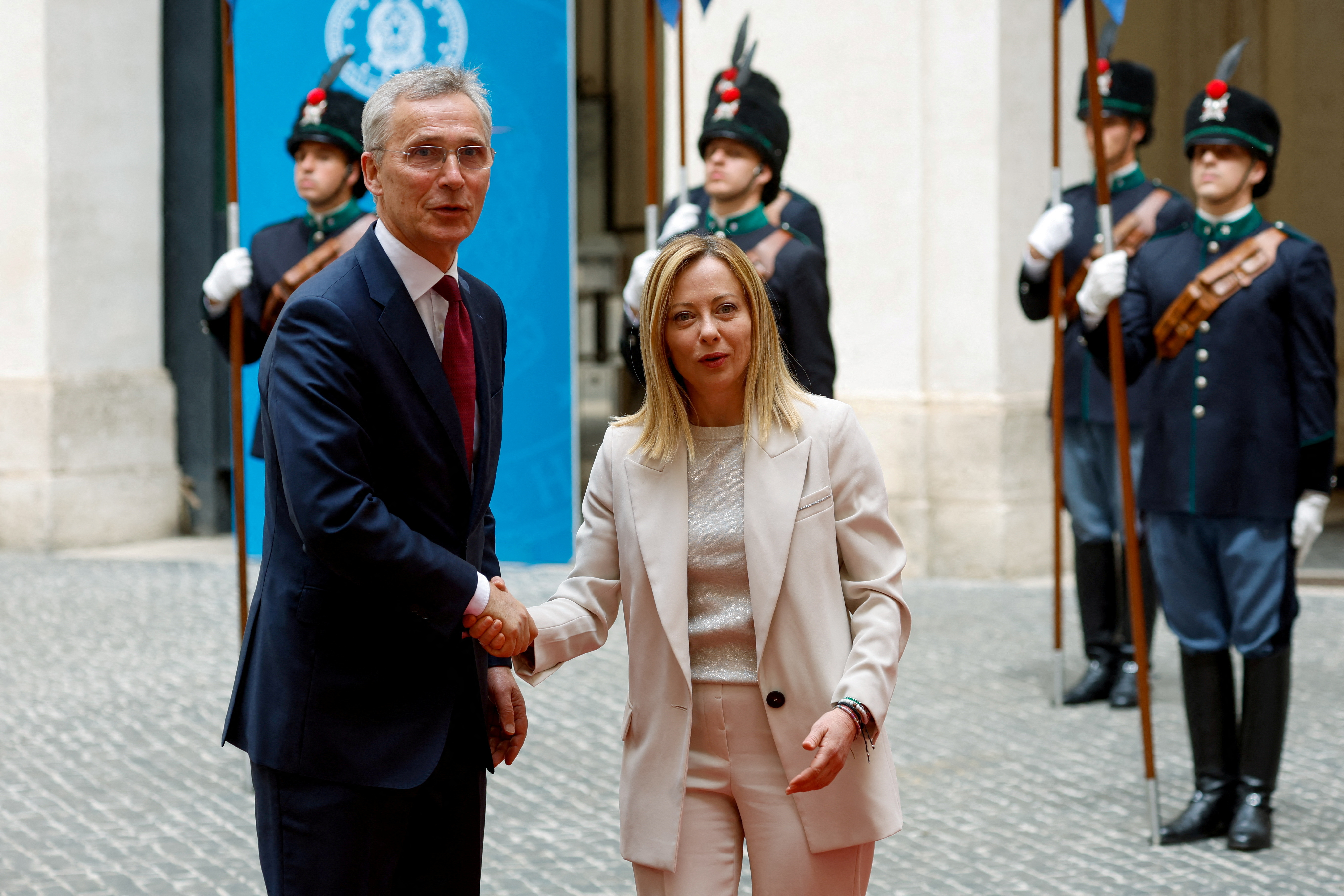 FILE PHOTO: Italian Prime Minister Meloni meets with NATO Secretary-General Stoltenberg, in Rome
