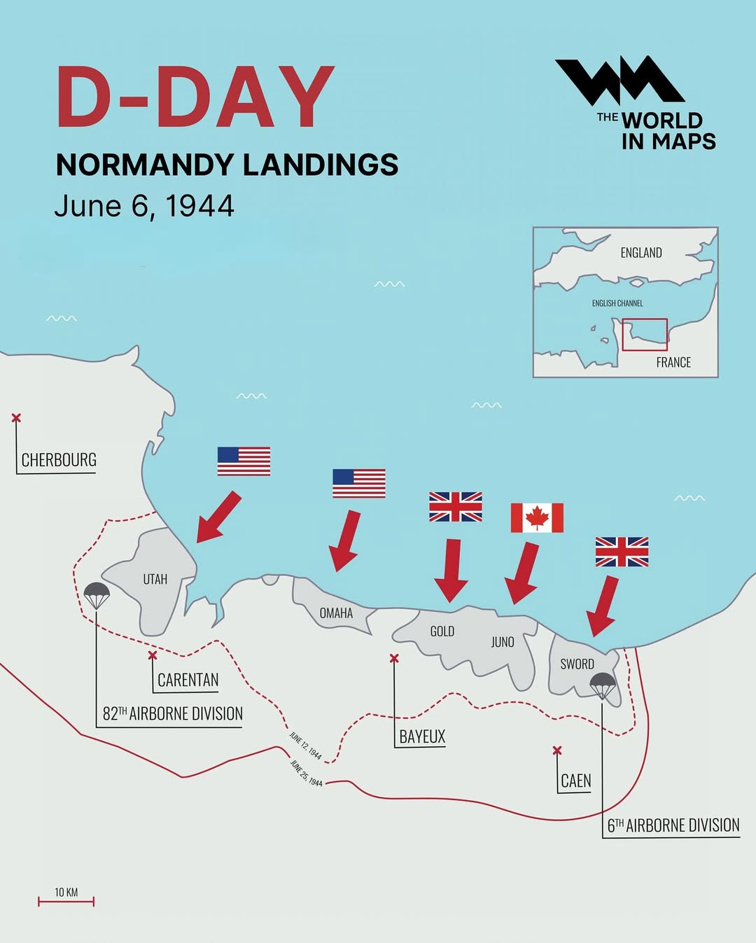 On this day in 1944, the largest amphibious invasion in history began along the coast of Normandy, France. Known as D-Day, this military operation marked the beginning of the Allied liberation of Western Europe from Nazi occupation duri (1)