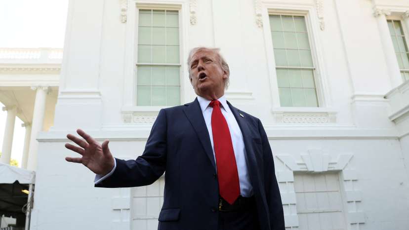 Trump speaks at the White House in Washington