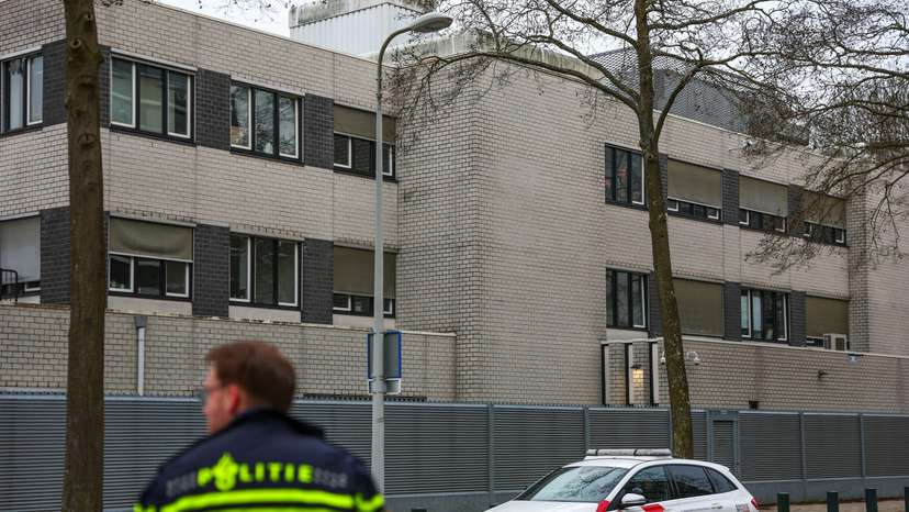 Police cordon the area around a Jewish school following an explosion, in Amsterdam
