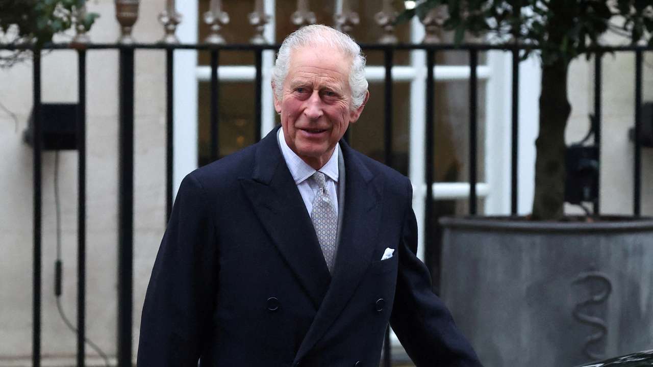 FILE PHOTO: Britain's King Charles leaves the London Clinic after receiving treatment for an enlarged prostate, in London