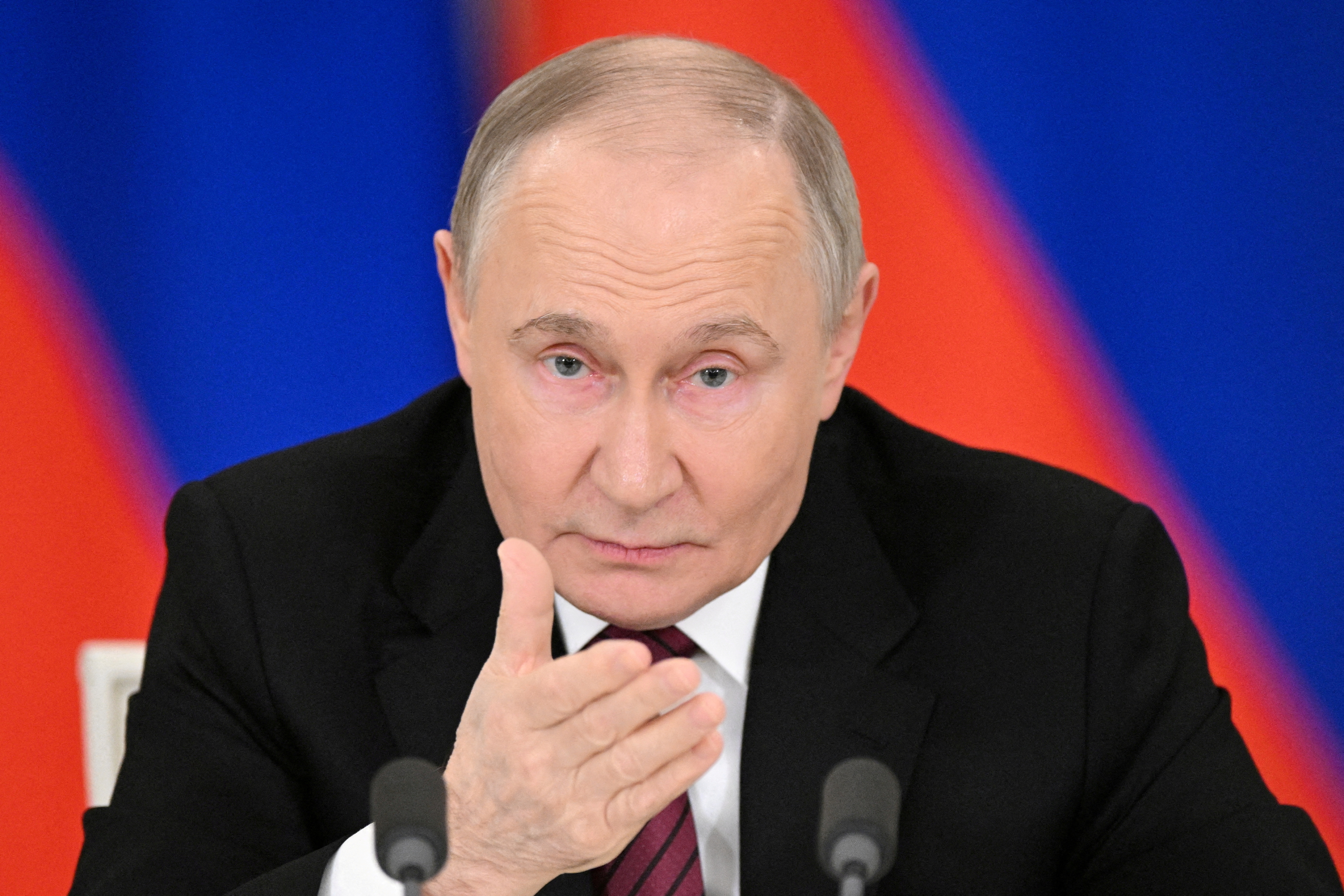 FILE PHOTO: Russian President Vladimir Putin gives a statement to the media in Moscow
