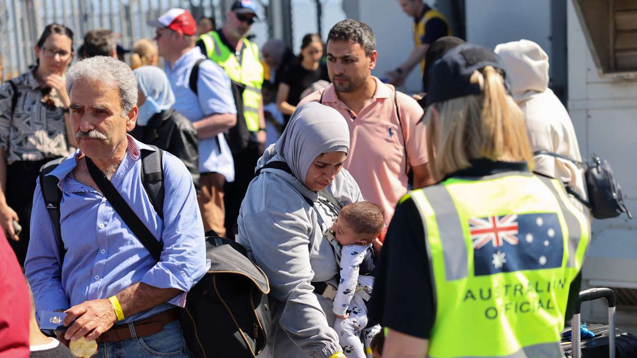 Australian nationals evacuated from Lebanon arrive at Larnaca airport