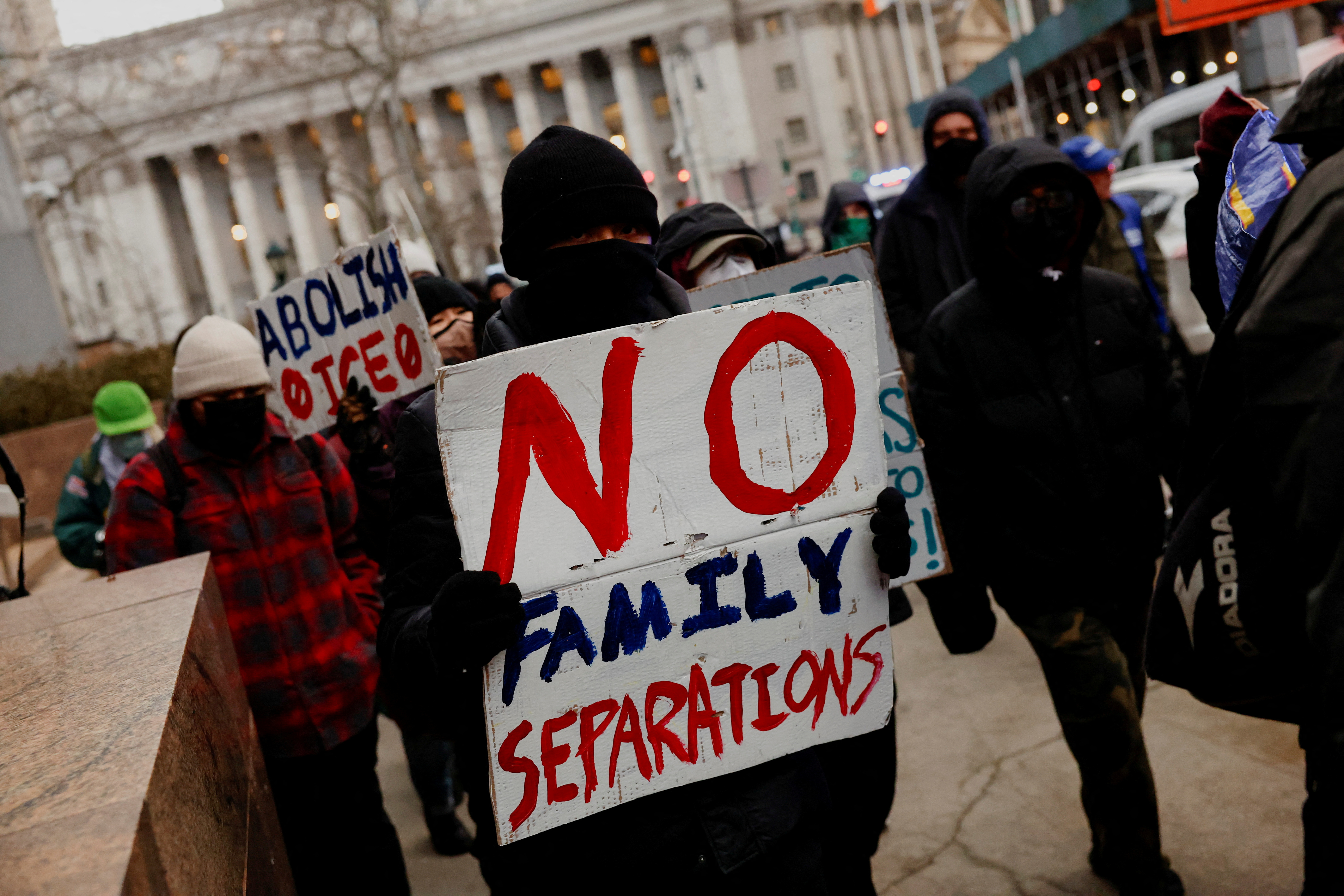 FILE PHOTO: Protest against ICE and deportations being carried out by the Trump administration, in New York City