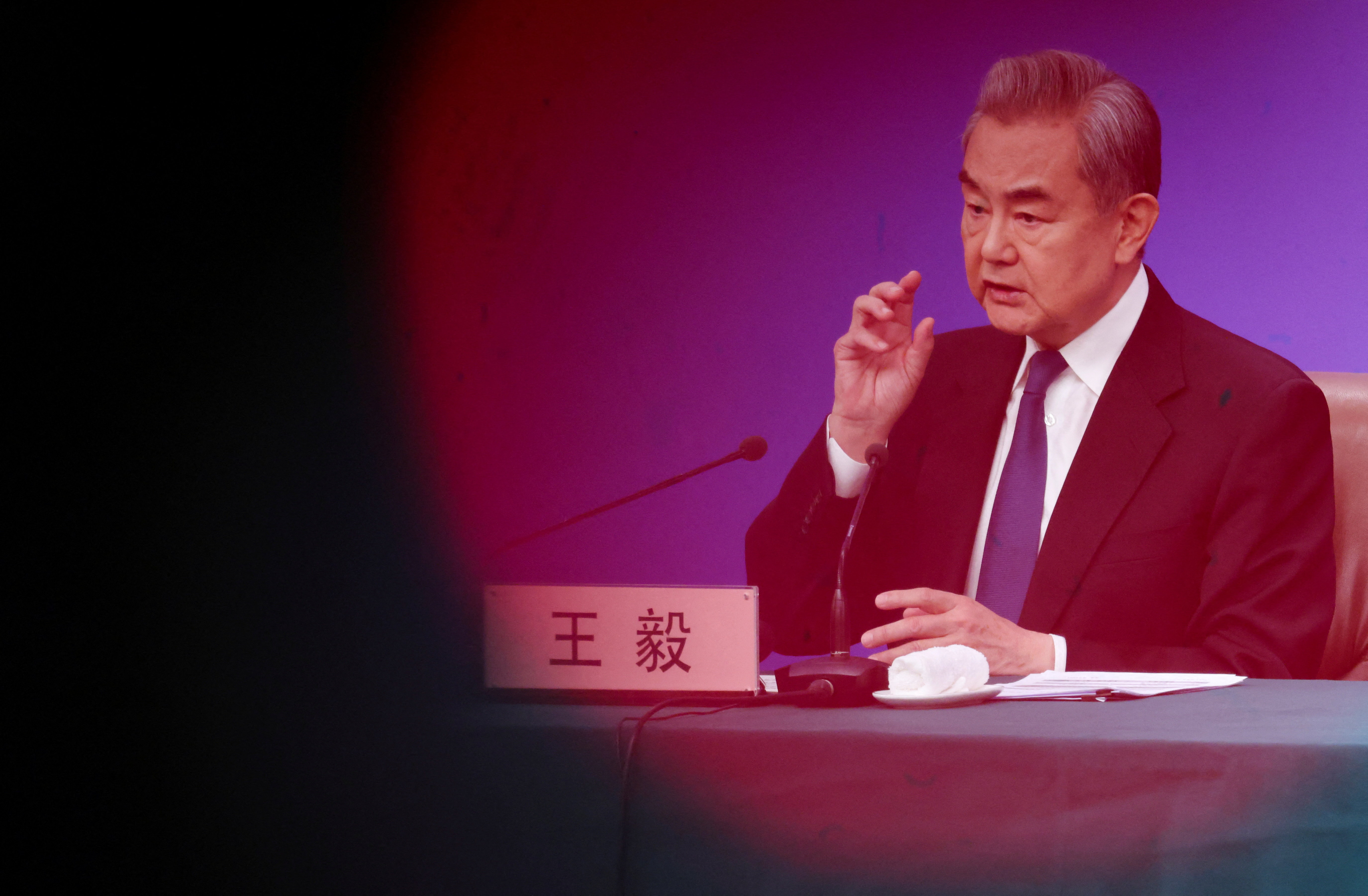 Chinese Foreign Minister Wang Yi attends a press conference on the sidelines of the National People's Congress, in Beijing