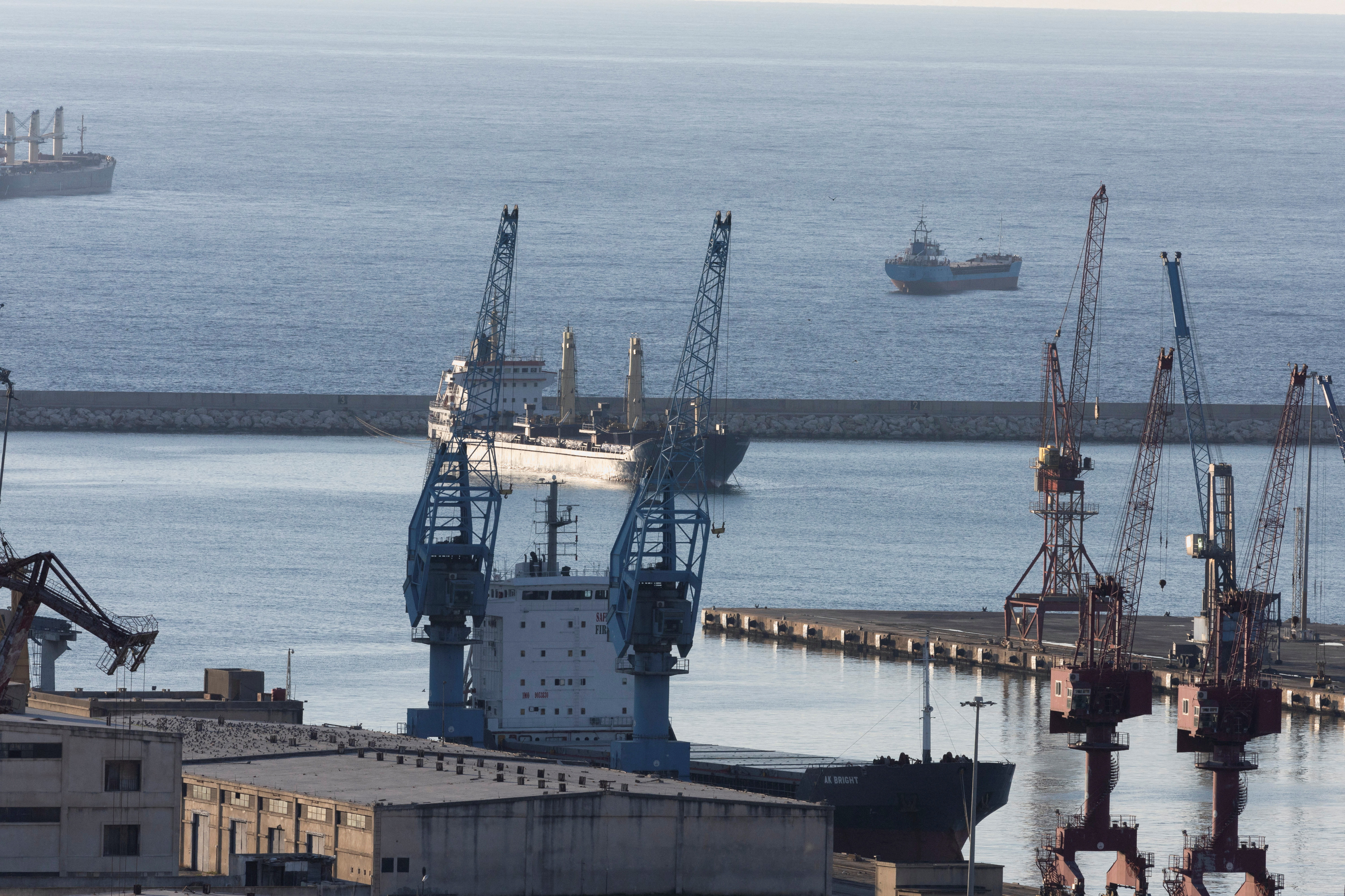 A general view of commercial harbour of Syria's coastal city of Tartous