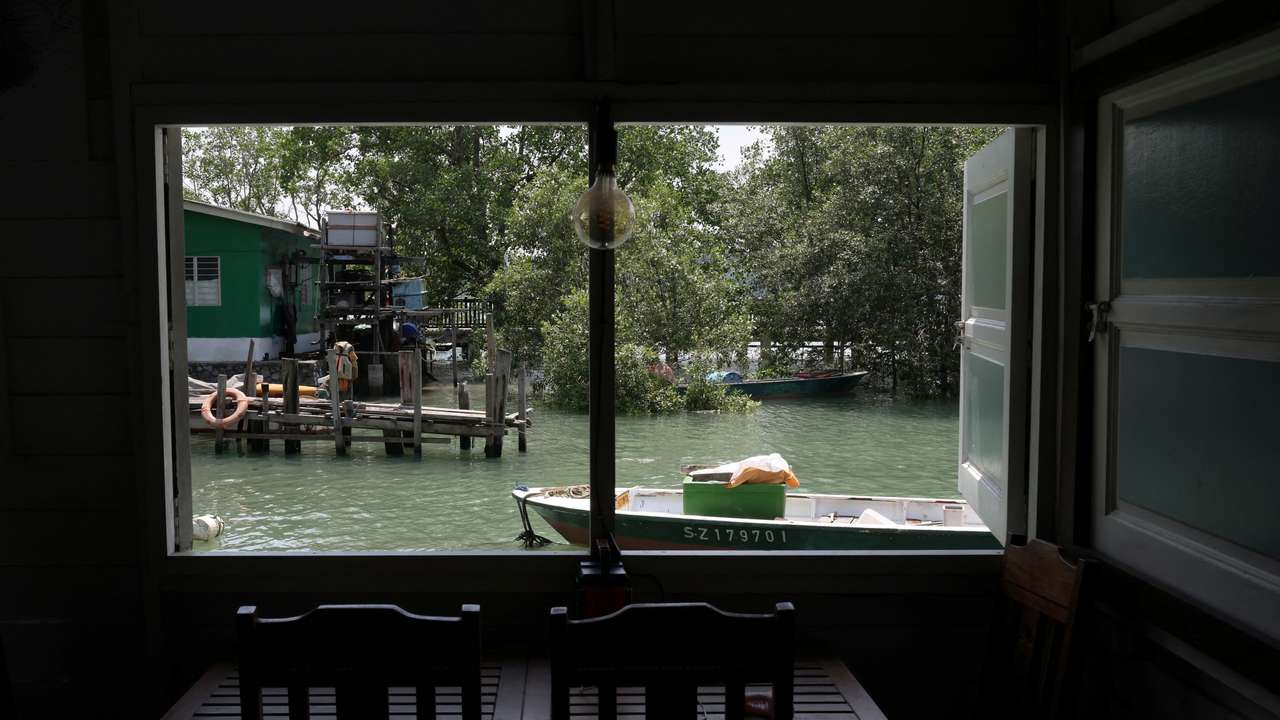 A view from the living room of a wooden stilt house on Singapore’s Pulau Ubin island