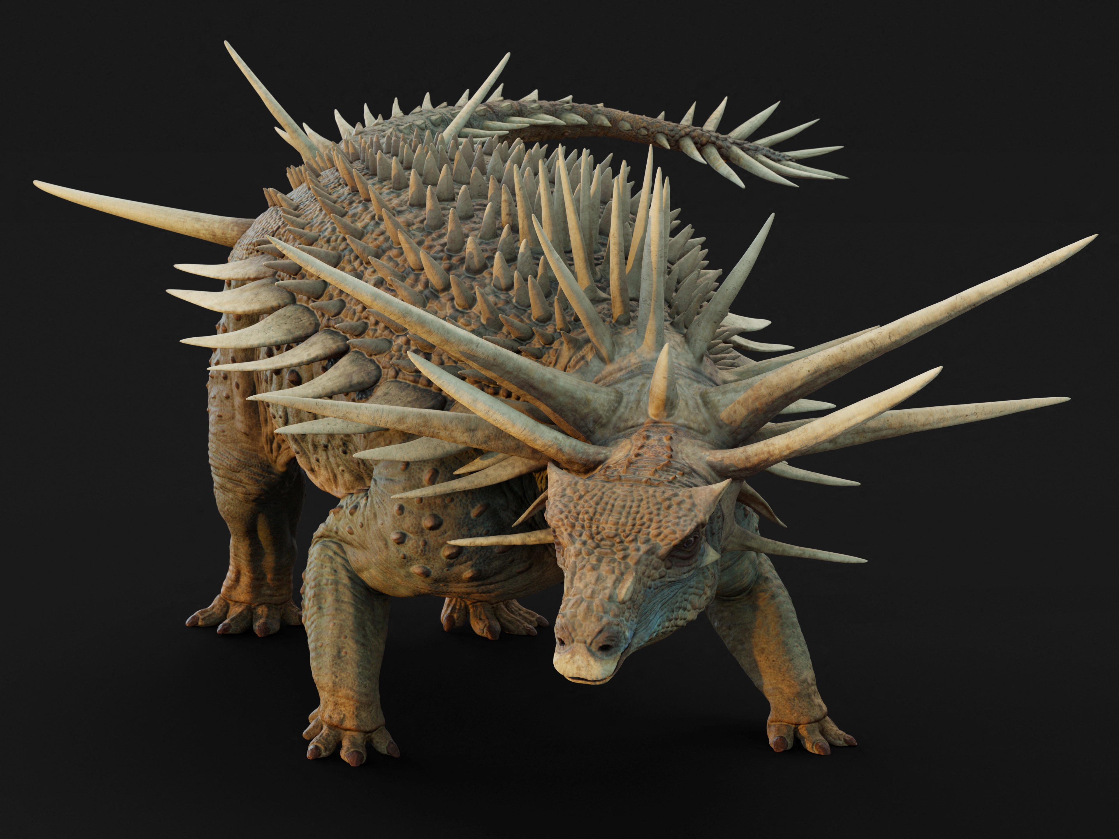 Artistic reconstruction of the ankylosaur Spicomellus afer, based on fossils found in the Atlas Mountains of Morocco