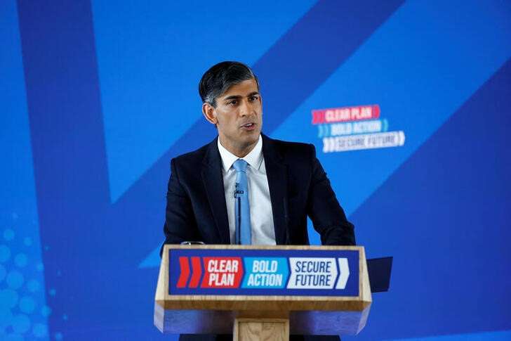 Britain's PM Rishi Sunak campaigns in Silverstone