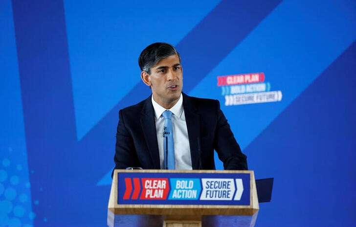 Britain's PM Rishi Sunak campaigns in Silverstone
