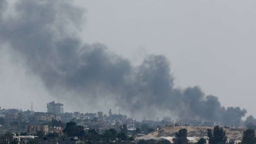 Smoke rises following Israeli strikes during an Israeli military operation in Rafah