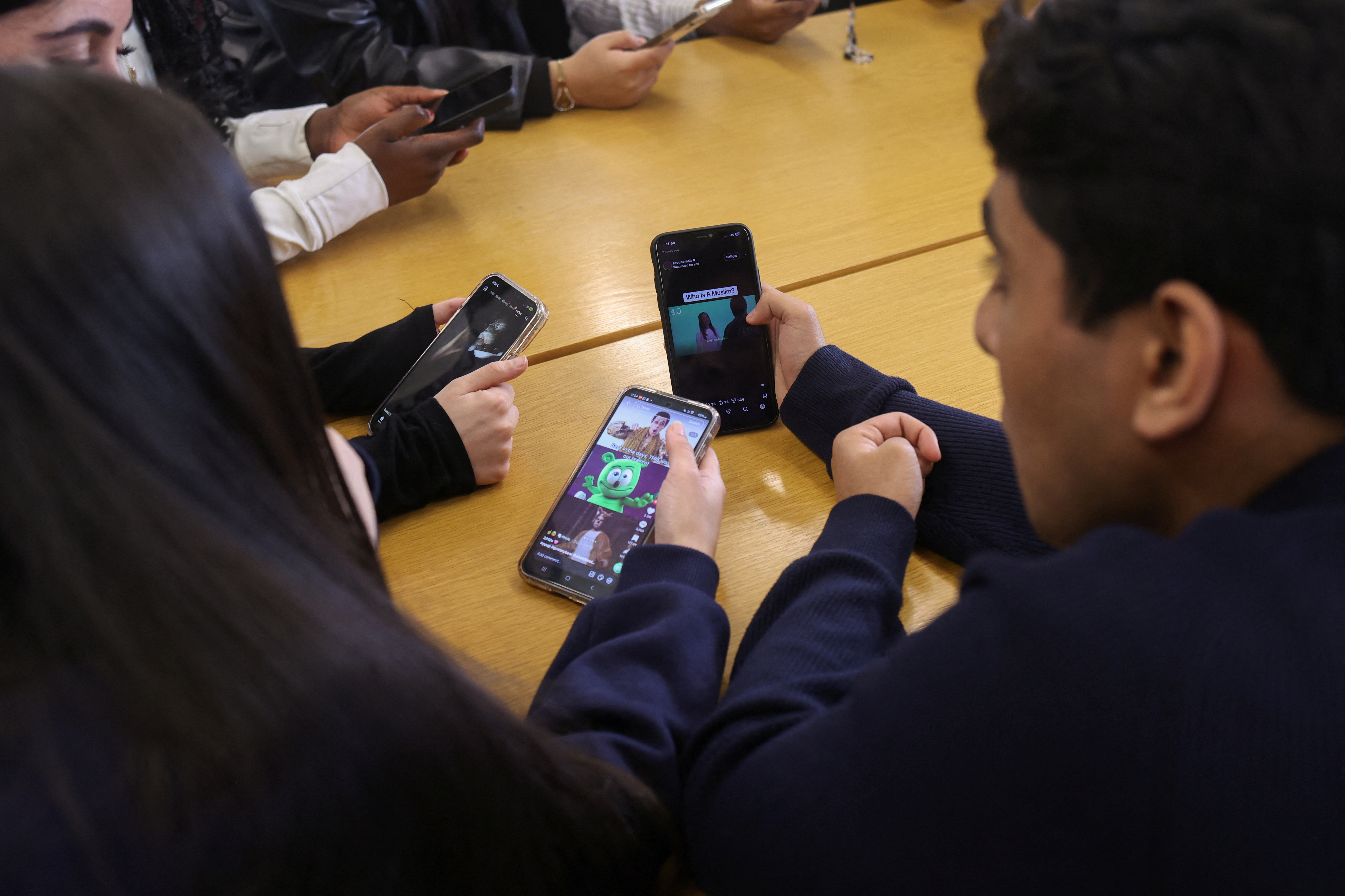 Students from Wimbledon talk to Reuters about their thoughts on a social media ban for under 16s