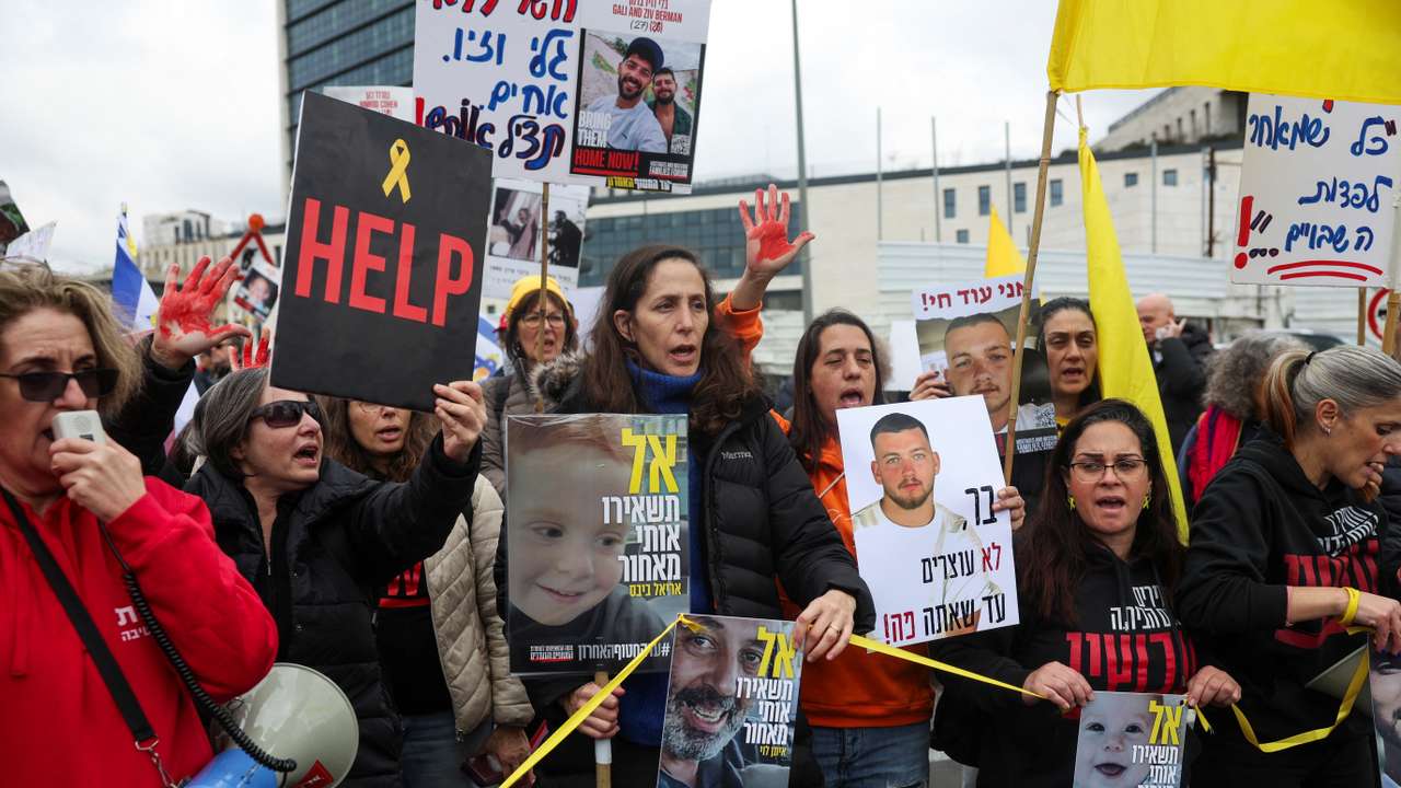 Protest calling for the immediate return of hostages held in Gaza, amid a ceasefire between Israel and Hamas, in Jerusalem