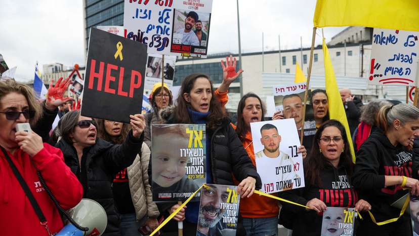 Protest calling for the immediate return of hostages held in Gaza, amid a ceasefire between Israel and Hamas, in Jerusalem
