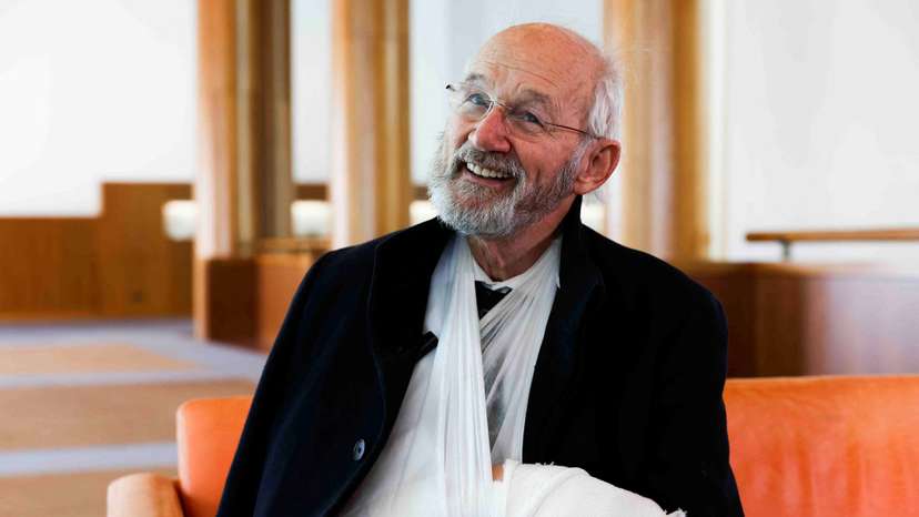 John Shipton, father of the WikiLeaks founder Julian Assange, speaks during an interview in Canberra