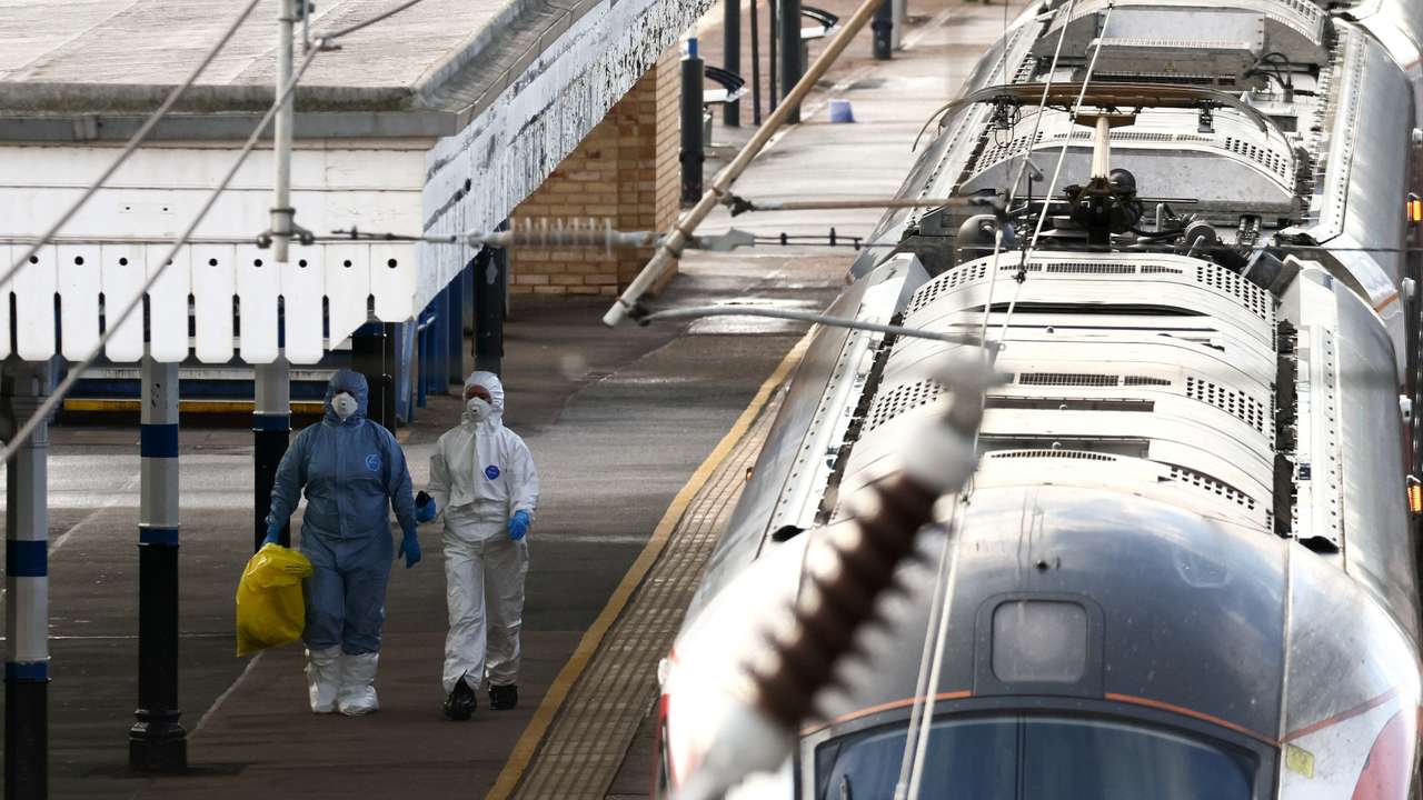 Aftermath of a stabbing incident on a LNER train, at Huntingdon Station