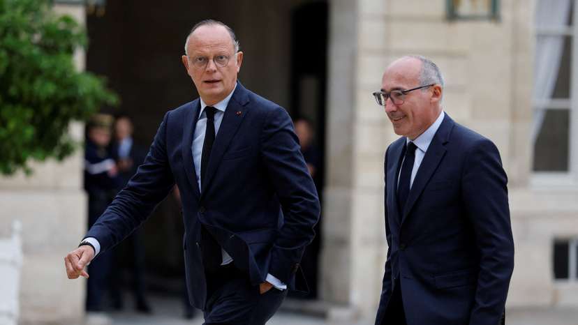 French President Macron meets members of the political parties at the Elysee Palace, in Paris