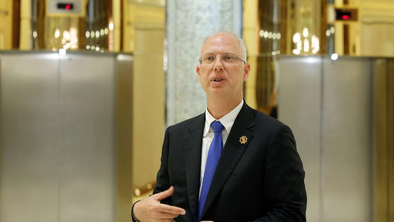 The head of Russia's sovereign wealth fund Kirill Dmitriev speaks after the U.S.-Russia talks in Riyadh