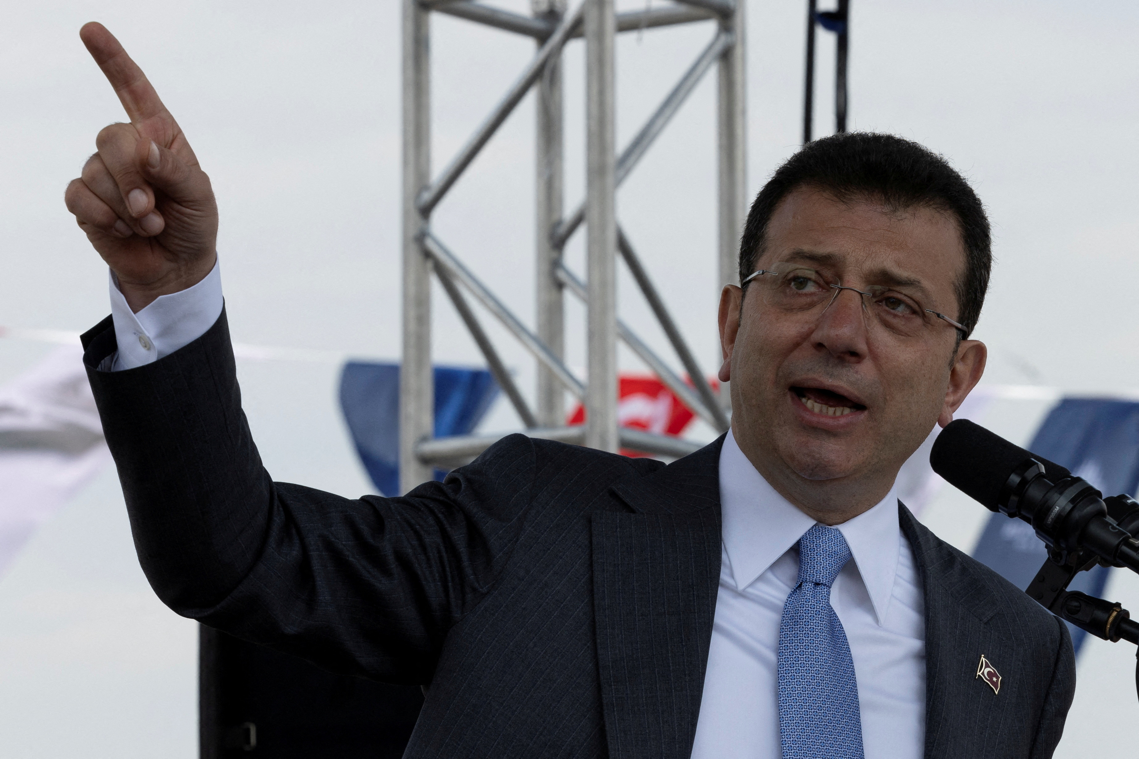 FILE PHOTO: Istanbul's mayor Ekrem Imamoglu attends a campaign event in Istanbul