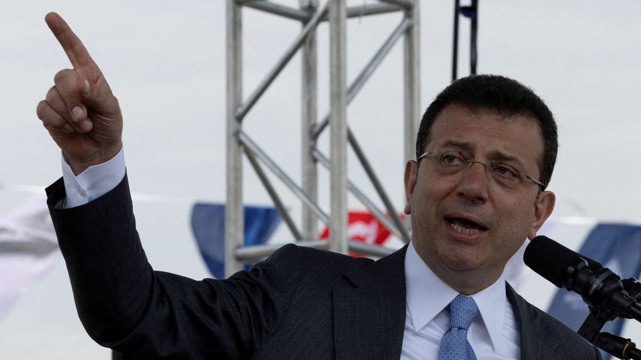 FILE PHOTO: Istanbul's mayor Ekrem Imamoglu attends a campaign event in Istanbul