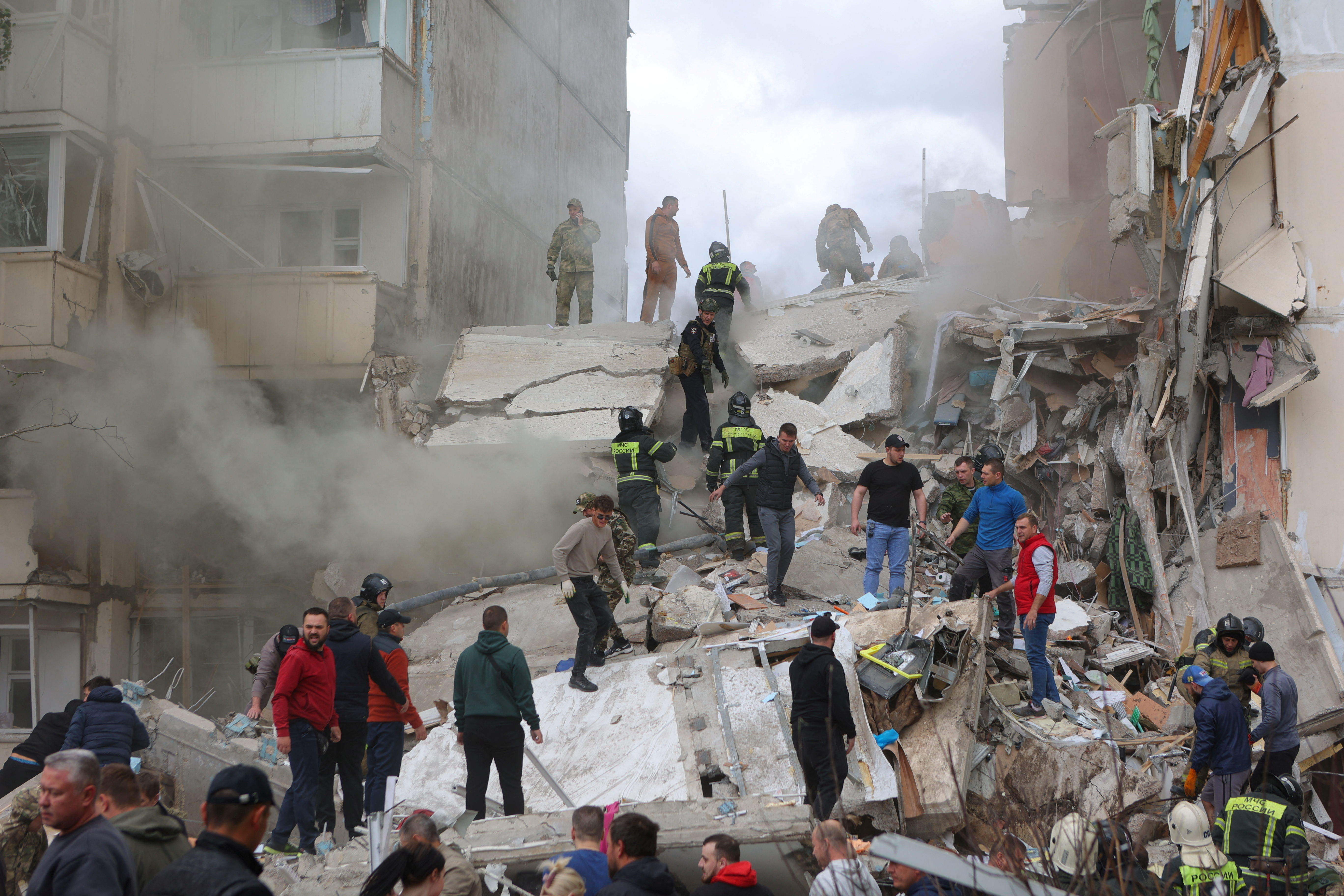 Aftermath of apartment block collapse in Belgorod