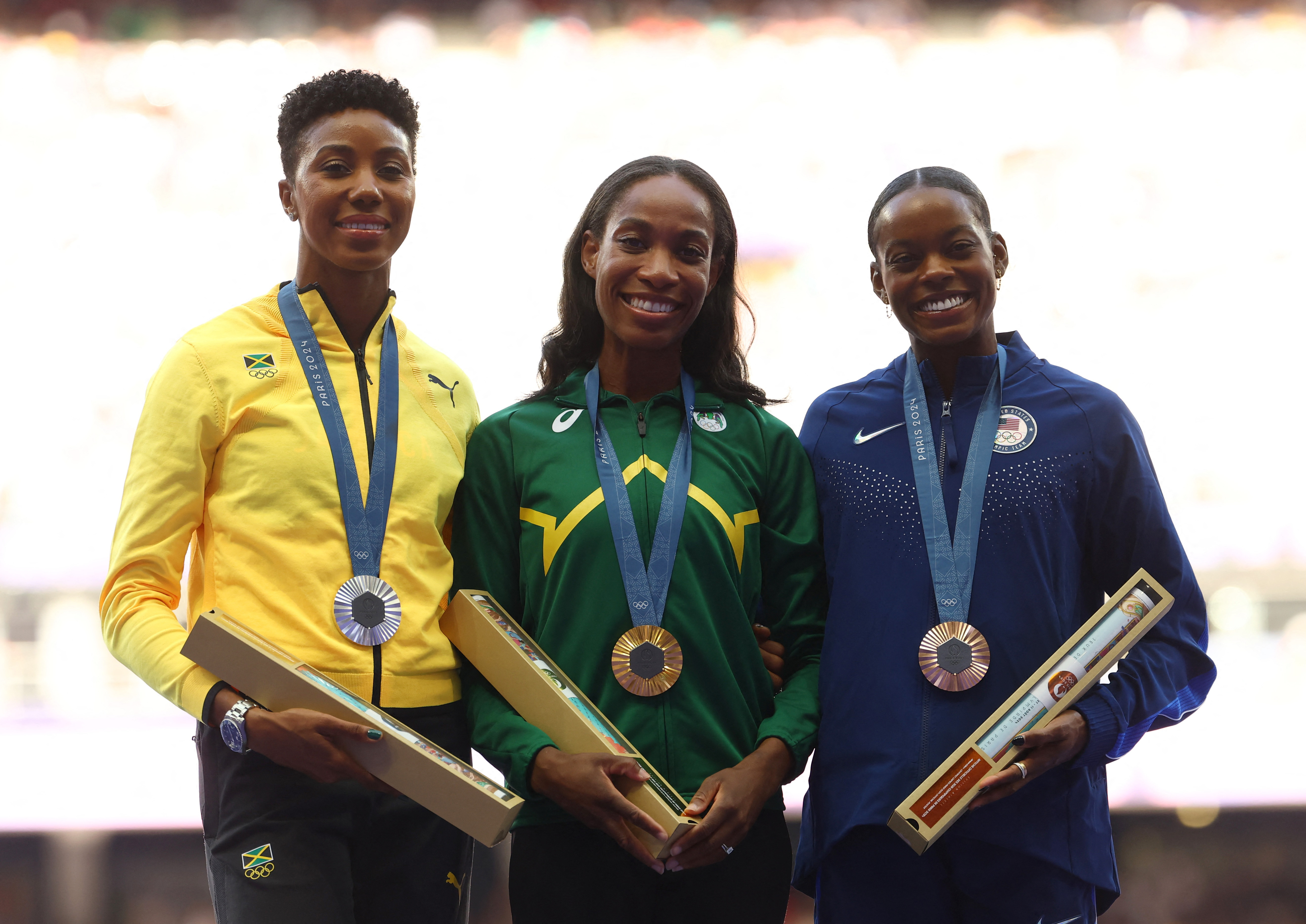 Athletics - Women's Triple Jump Victory Ceremony