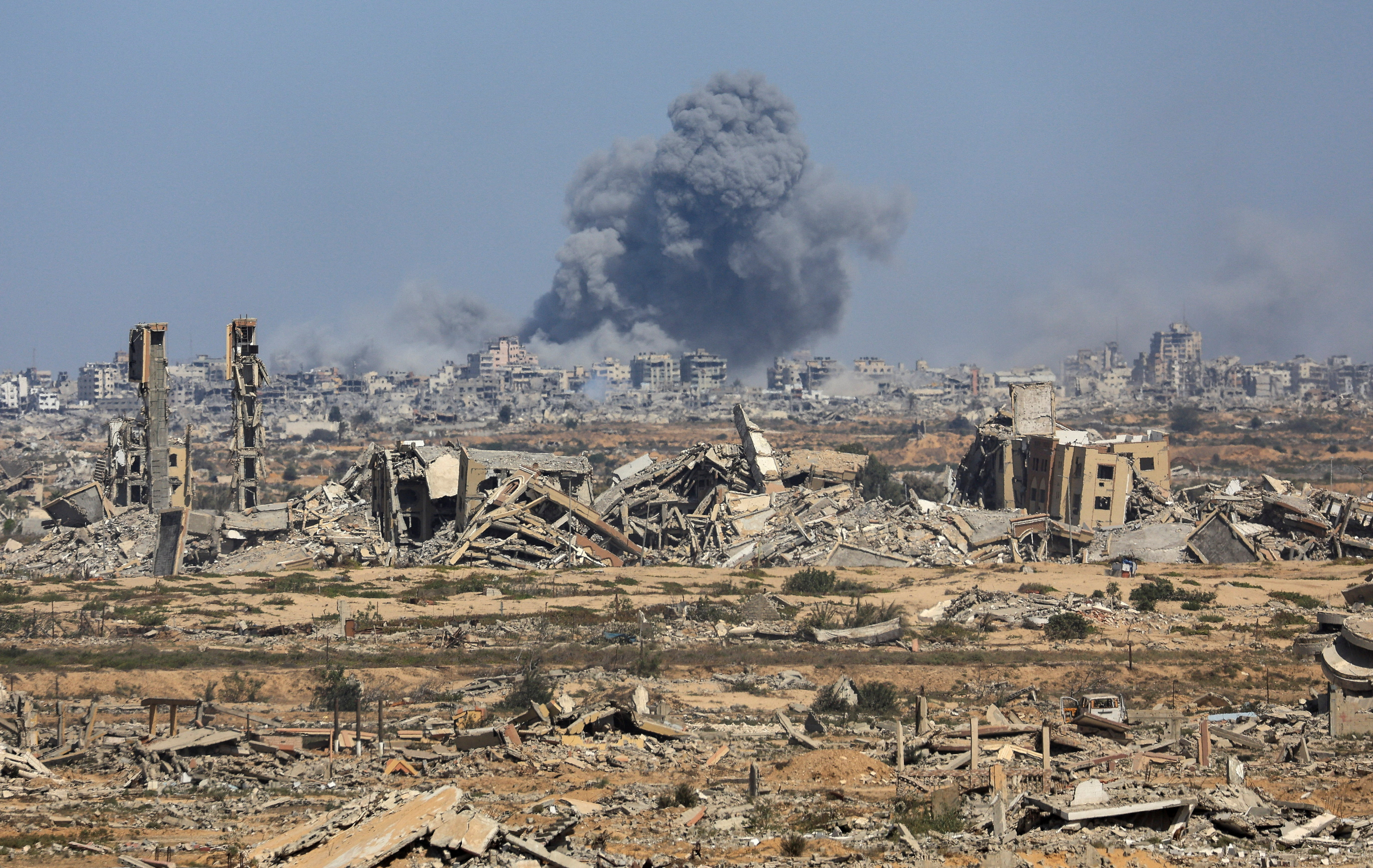 Smoke rises during an Israeli military operation in Gaza City