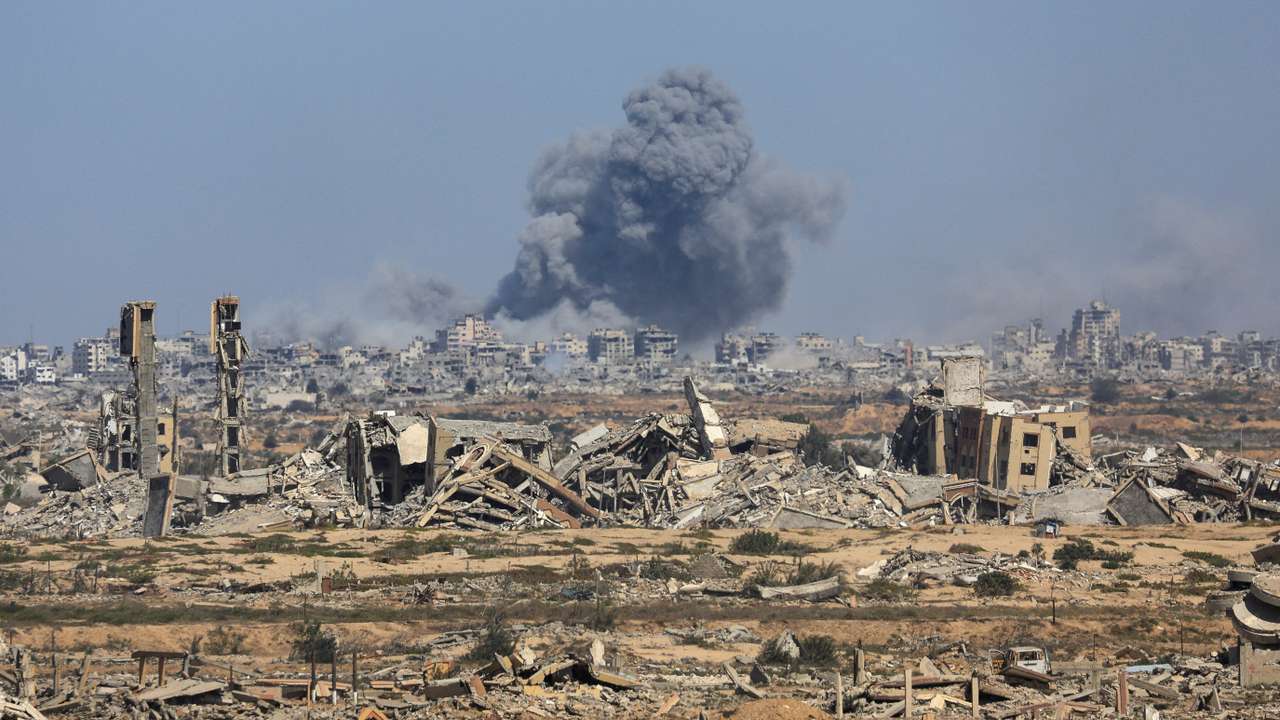 Smoke rises during an Israeli military operation in Gaza City