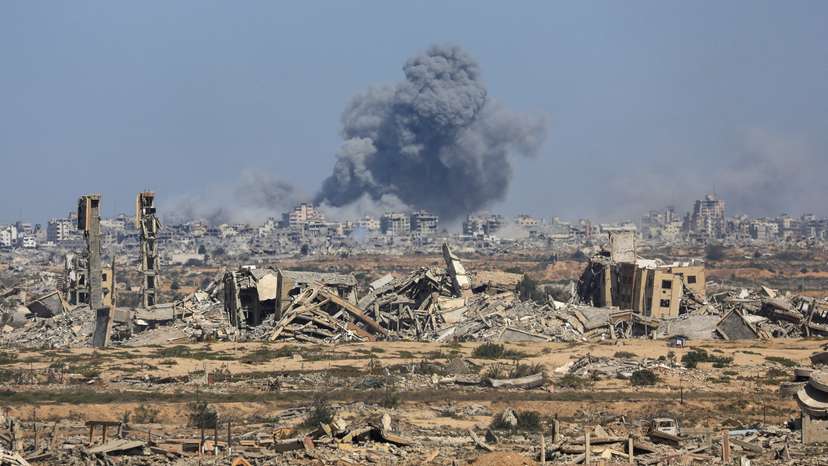Smoke rises during an Israeli military operation in Gaza City